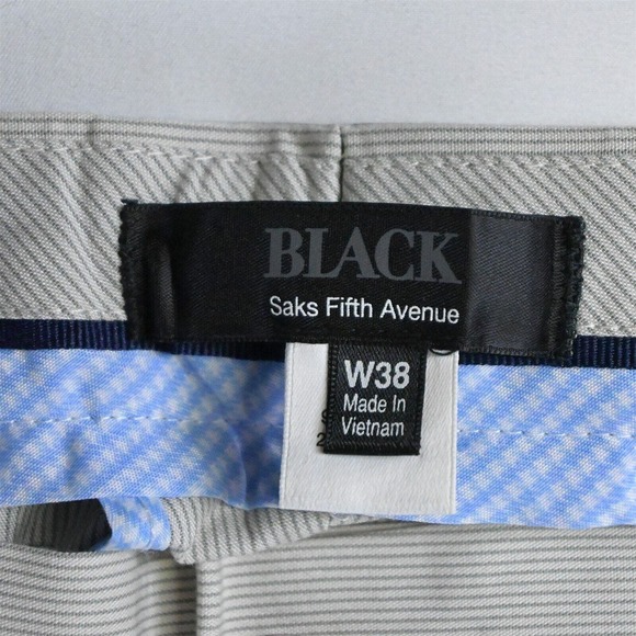 Black Saks Fifth Avenue 38 x 34 Stripe Straight Flat‎ Front Dress Pants - Picture 3 of 5